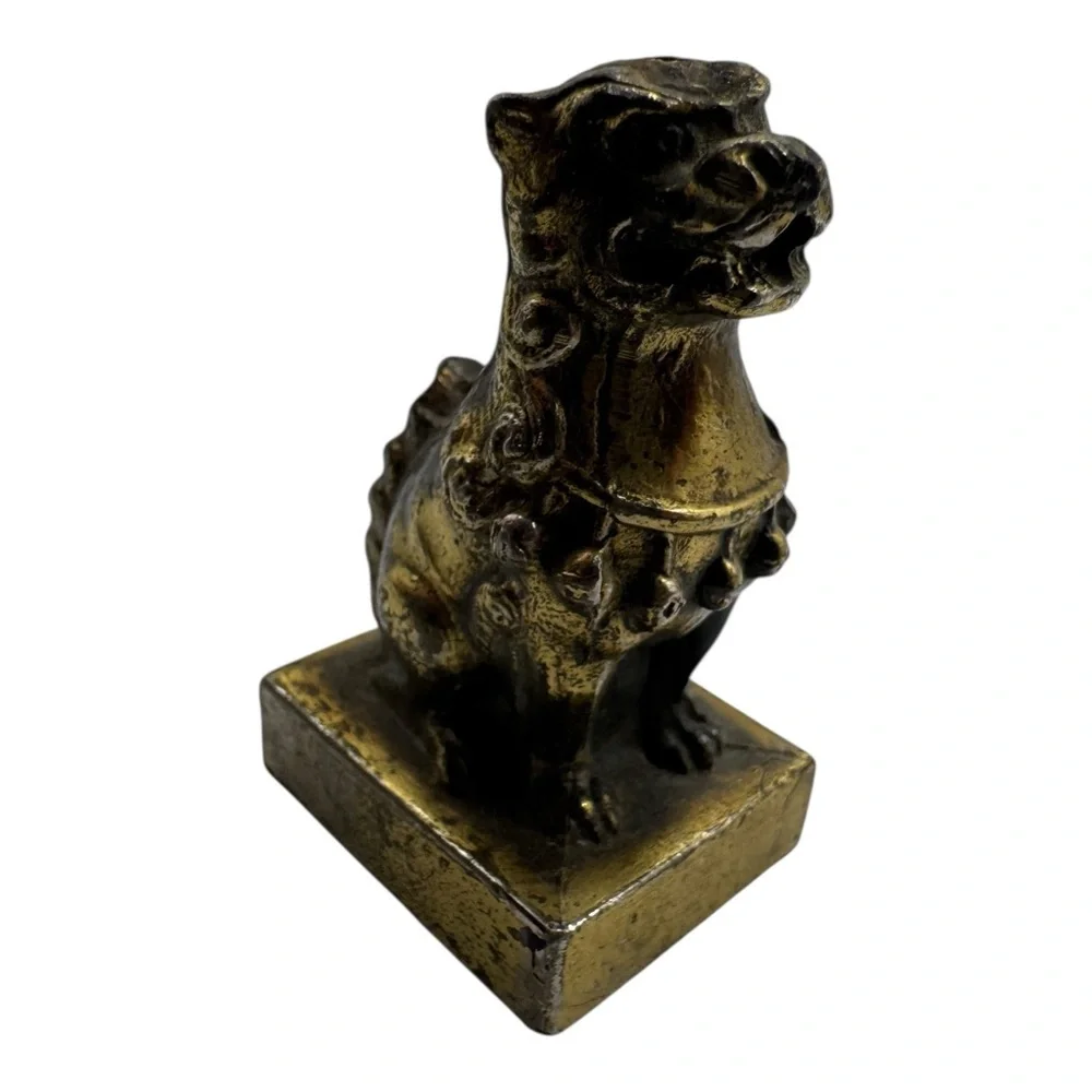 Vintage 2” Brass Foo Dog‎ Figurine – Chinese Guardian Lion Miniature - Picture 3 of 7